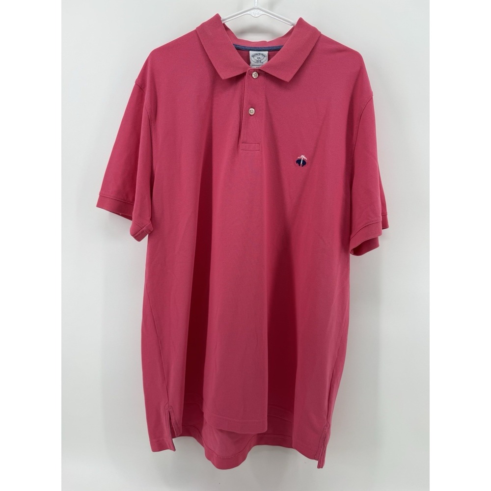 Brooks Brothers Slim Fit Performance Polo Shirt Mens  Pink XXL  100% Cotton Logo